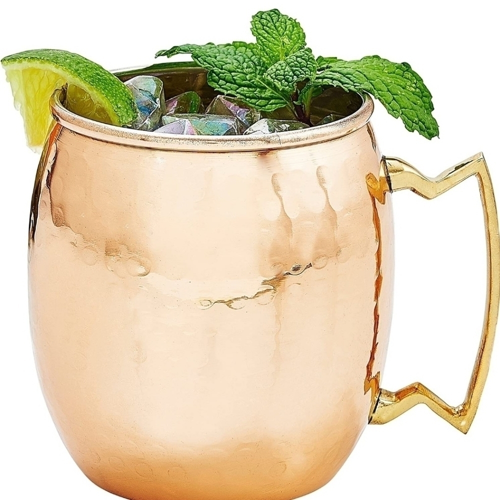 Set of 2 Old Dutch Nickel-Lined Solid Copper Hammered Moscow Mule Mug, 16 Oz‎